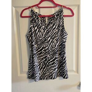 MICHAEL KORS Women's Black & White‎ Zebra Print Tank Size Small